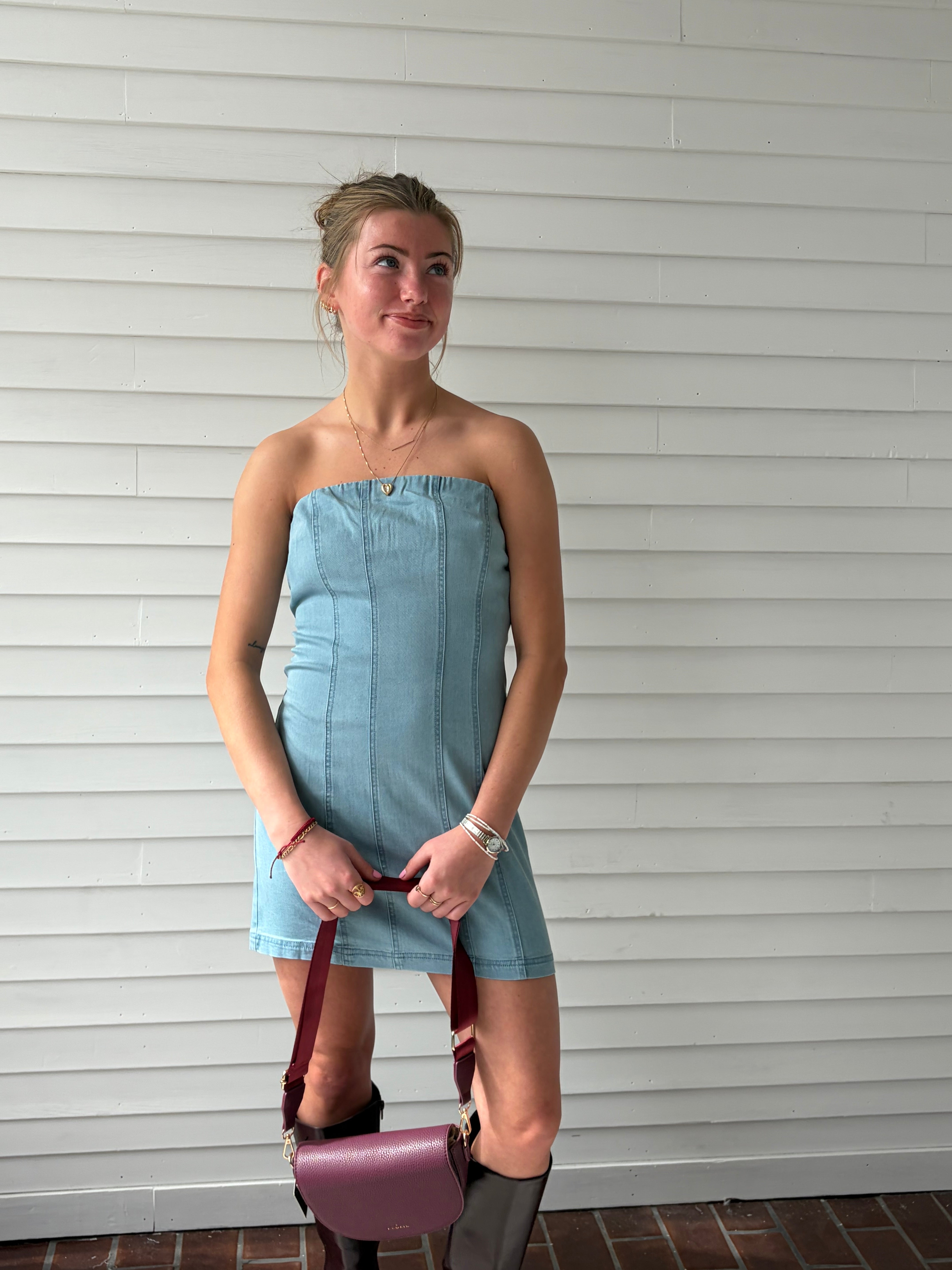 Strapless Denim Dress